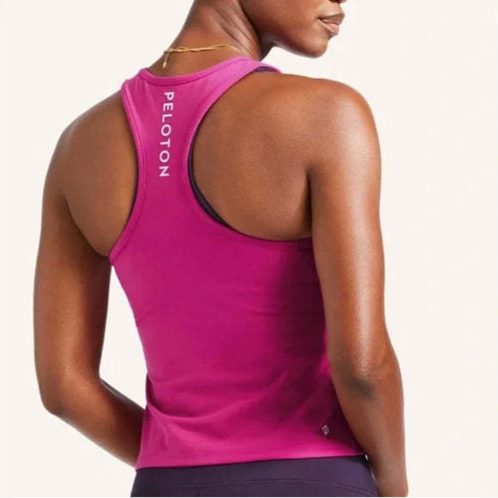 Peleton Pink Cadent Cropped Racerback Tank Medium Cycling Workout Exercise - Picture 2 of 8